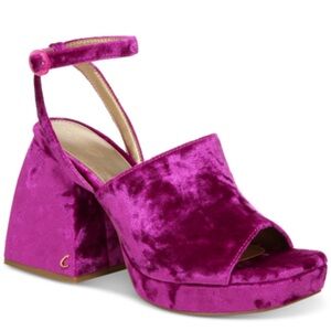 Sam Edelman Fuchsia Velvet Platform Sandals